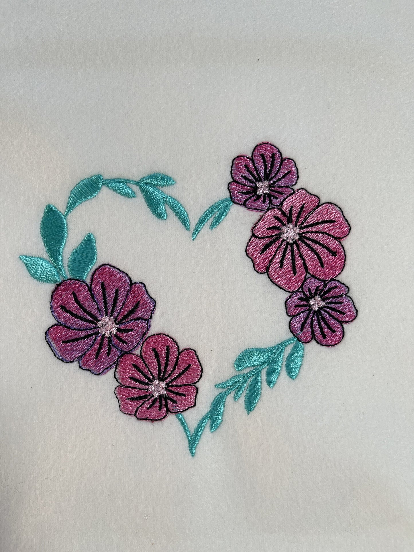 Heart shape Floral Wreath heart monogram frame border machine embroidery designs heart outline