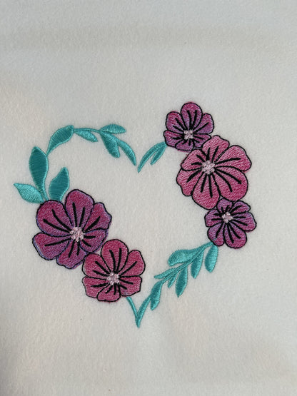 Heart shape Floral Wreath heart monogram frame border machine embroidery designs heart outline