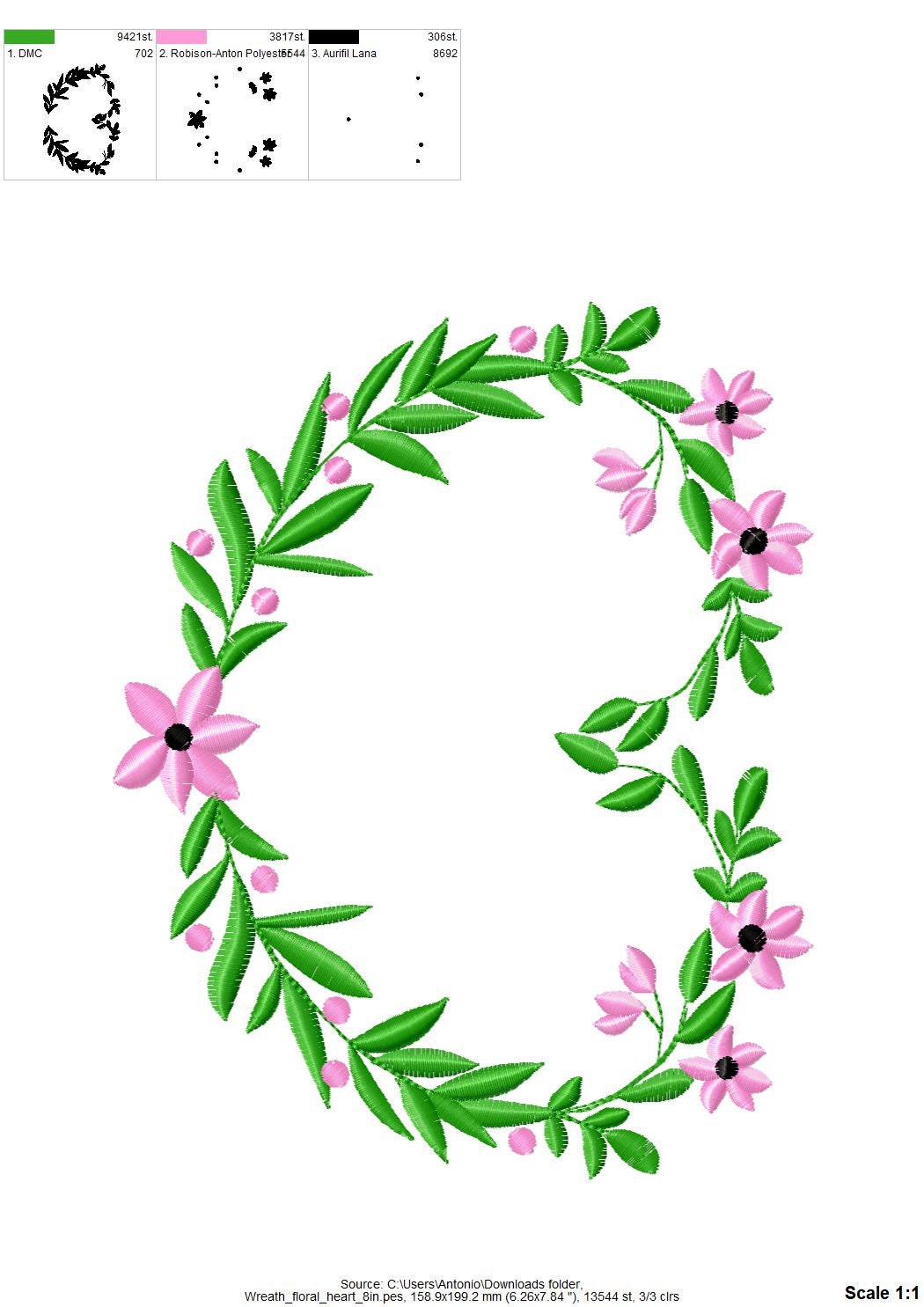 Floral Heart Wreath Monogram Frame