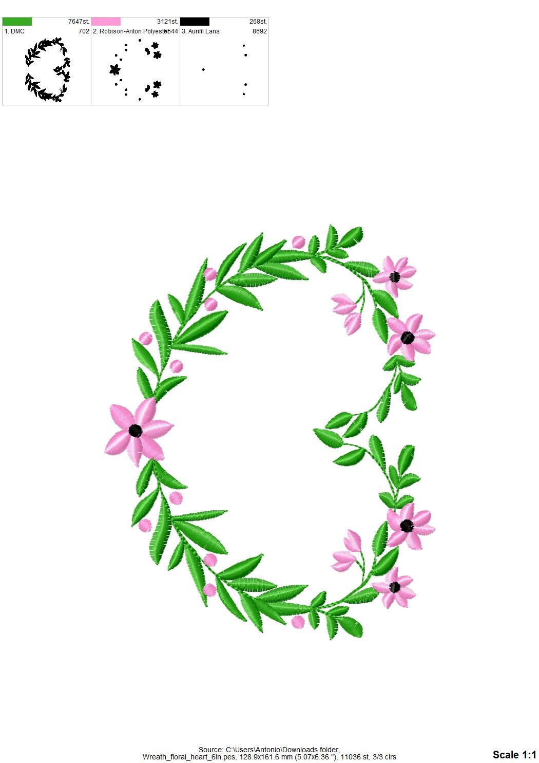 Floral Heart Wreath Monogram Frame