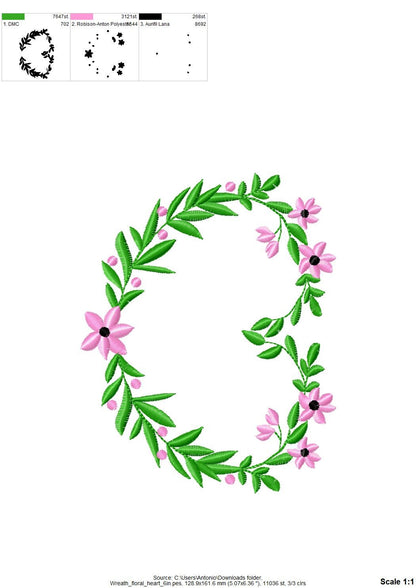 Floral Heart Wreath Monogram Frame