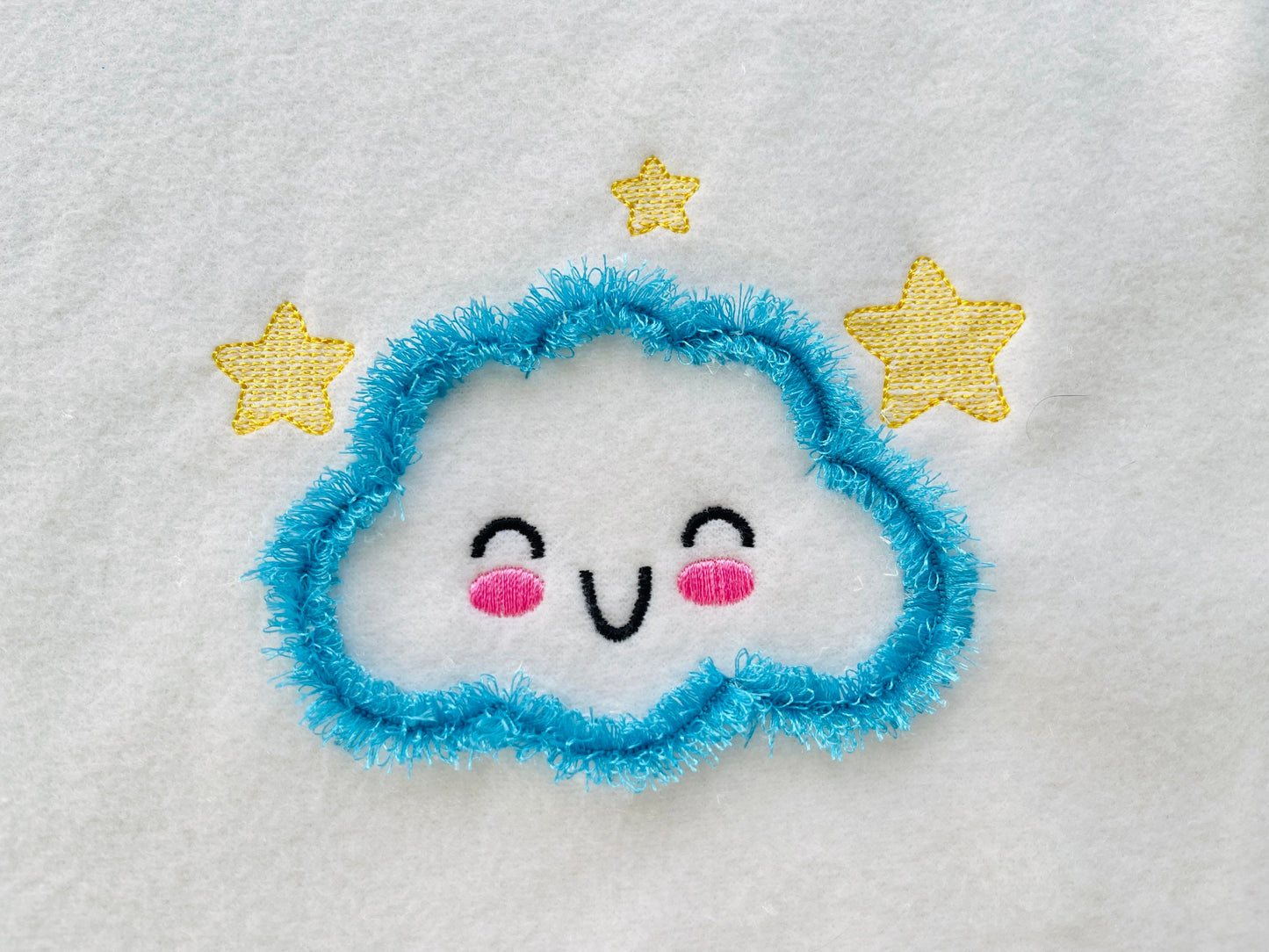 Fringed Fluffy Cute Cloud Fringe in the Hoop ITH Project Machine Embroidery Designs for Kids Baby Playful Funny Fur Design