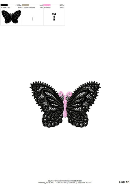 Butterfly Dimensional FSL – Sizes 1.7" 2" 3" 3.5" 4" 4.5" Digital Embroidery File | Artapli