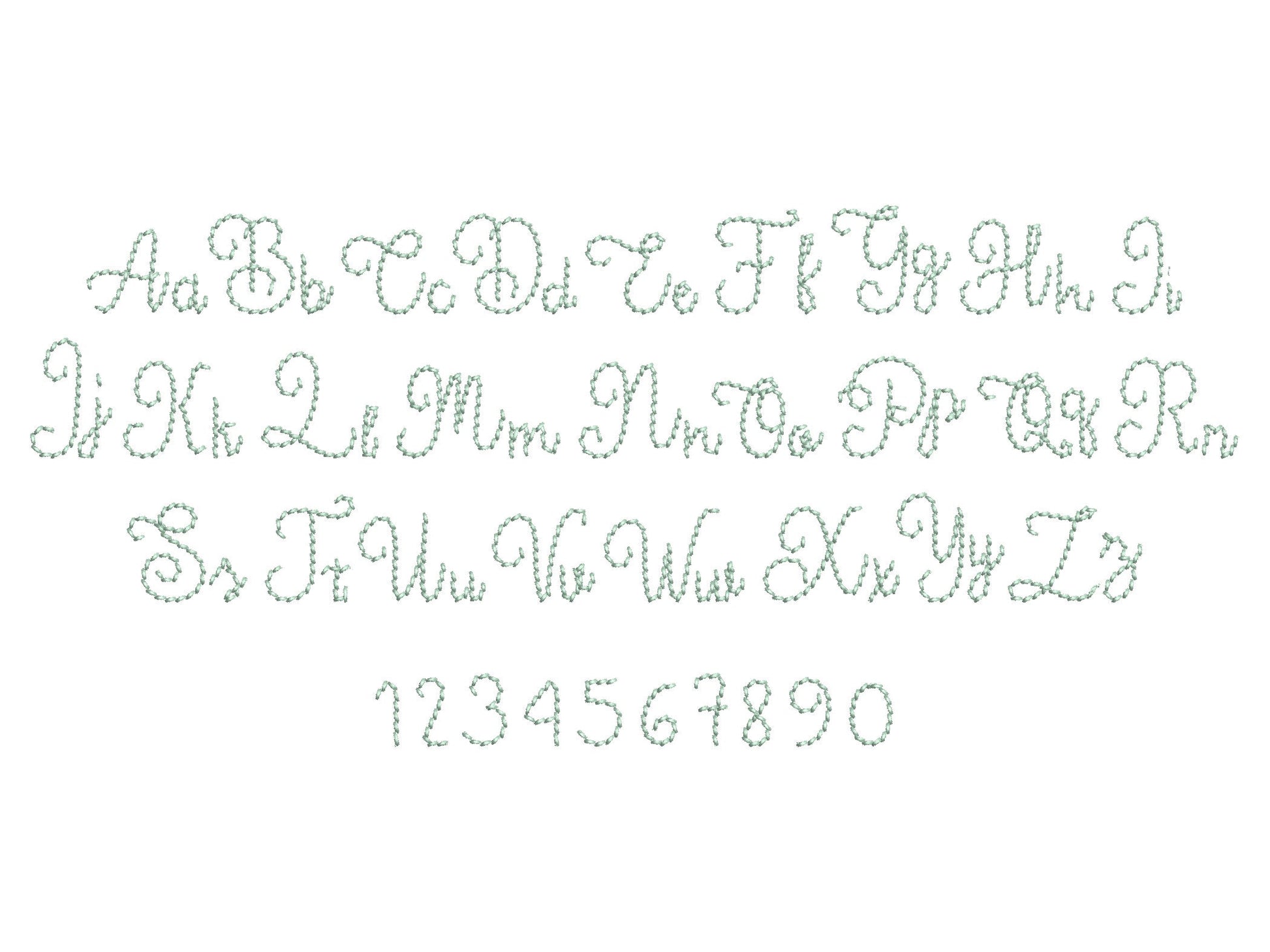 Hand stitch effect FONT back stitch alphabet letters and numbers machine embroidery designs in multiple mini sizes script font kids name