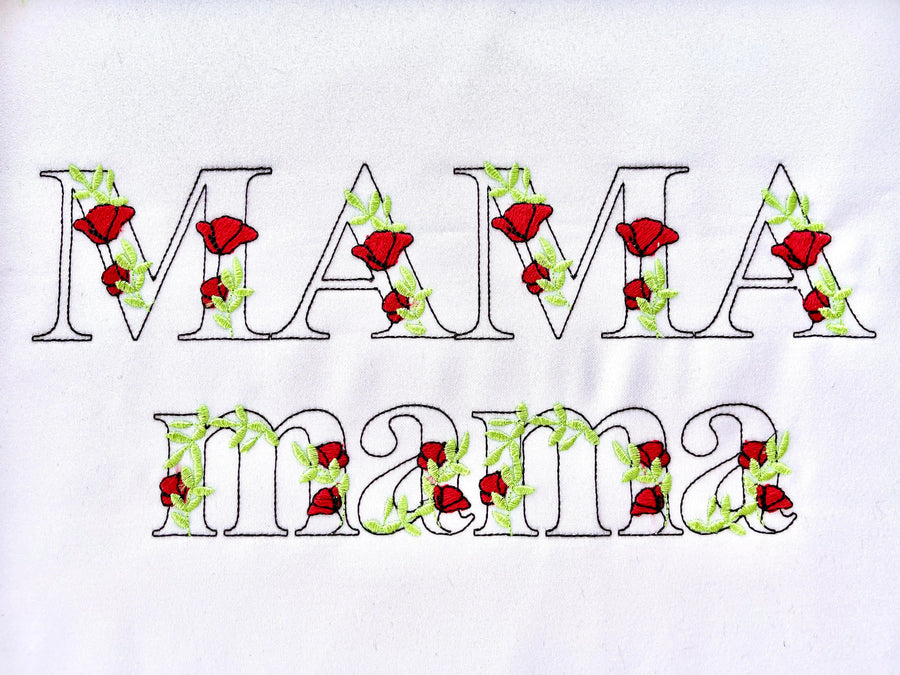 Light Poppy red Rose Floral Font Flower alphabet uppercase and lowercase letters initial monogram machine embroidery designs BX
