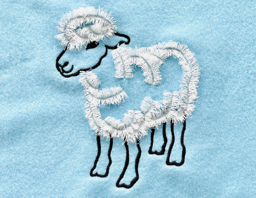 Fluffy Realistic Fringed Sheep Chenille Sheep Lamb Machine Embroidery Designs Awesome Fringe Fur Little Sheep Kids Fringe