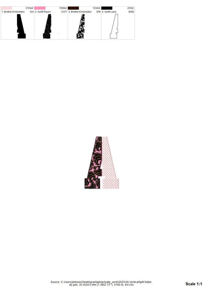 Vertical Split Font Leopard Spots and Waffle Fill Stitch Alphabet Monogram Machine Embroidery Designs Letters Numbers