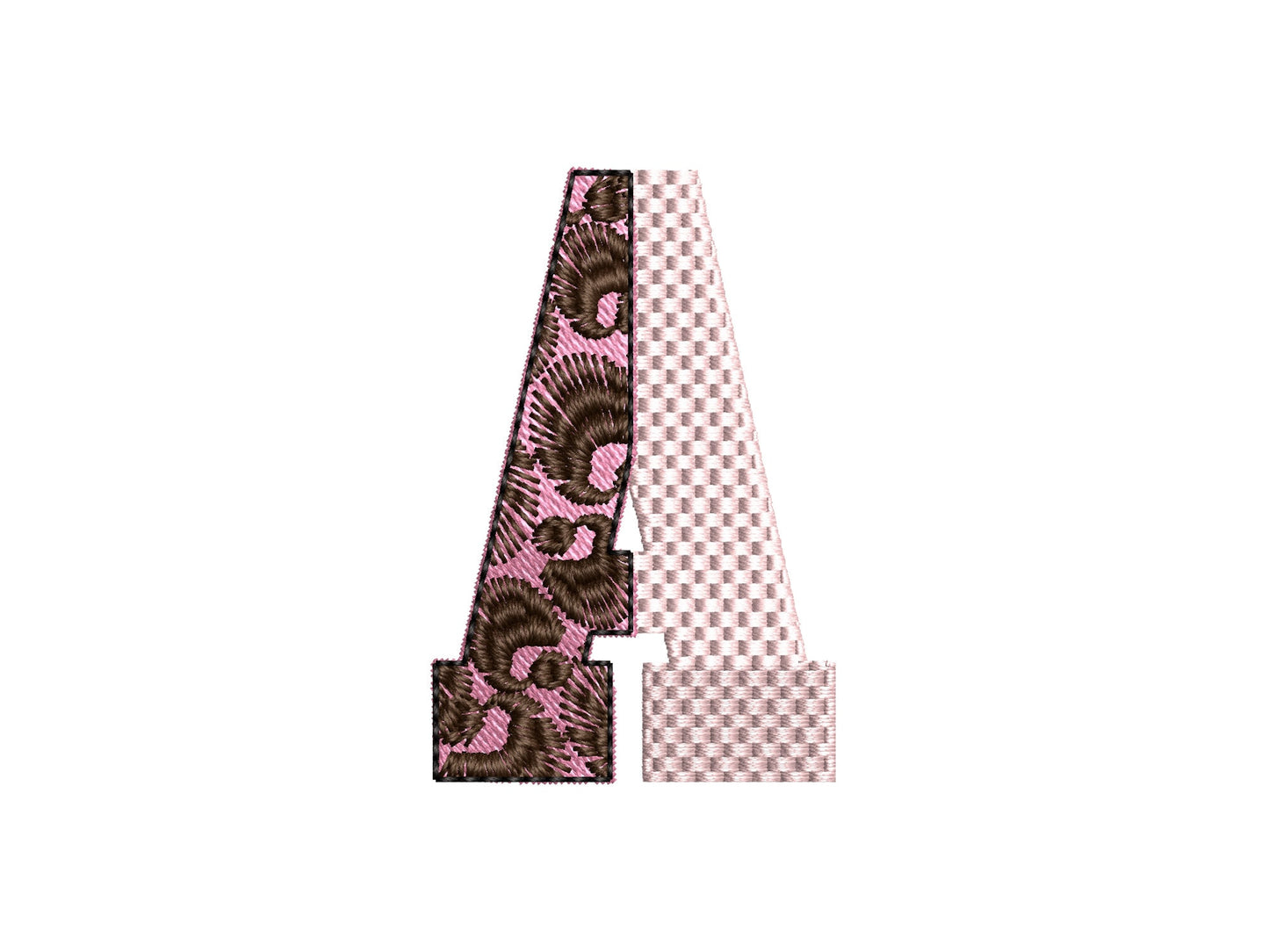 Vertical Split Font Leopard Spots and Waffle Fill Stitch Alphabet Monogram Machine Embroidery Designs Letters Numbers