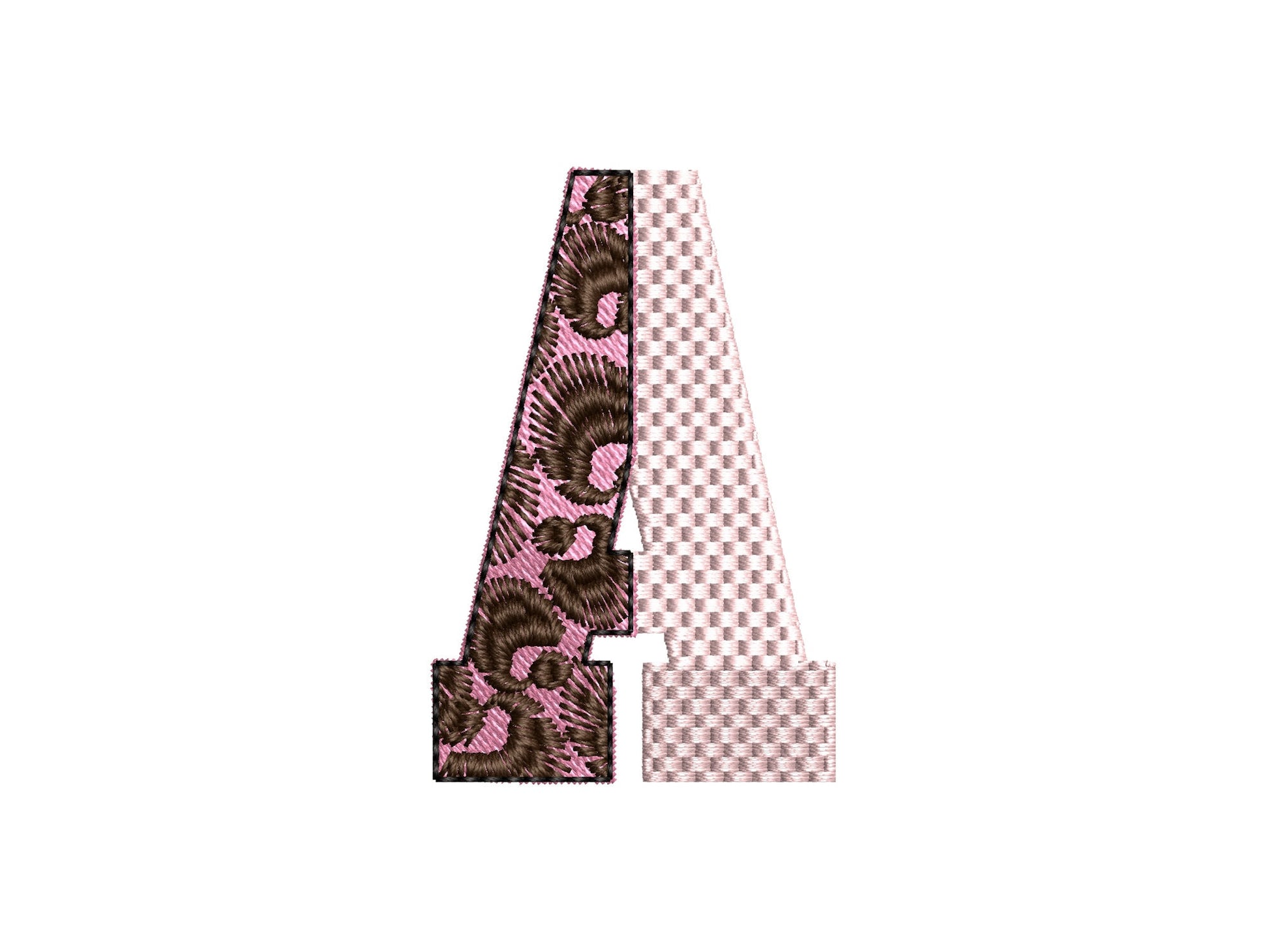 Vertical Split Font Leopard Spots and Waffle Fill Stitch Alphabet Monogram Machine Embroidery Designs Letters Numbers