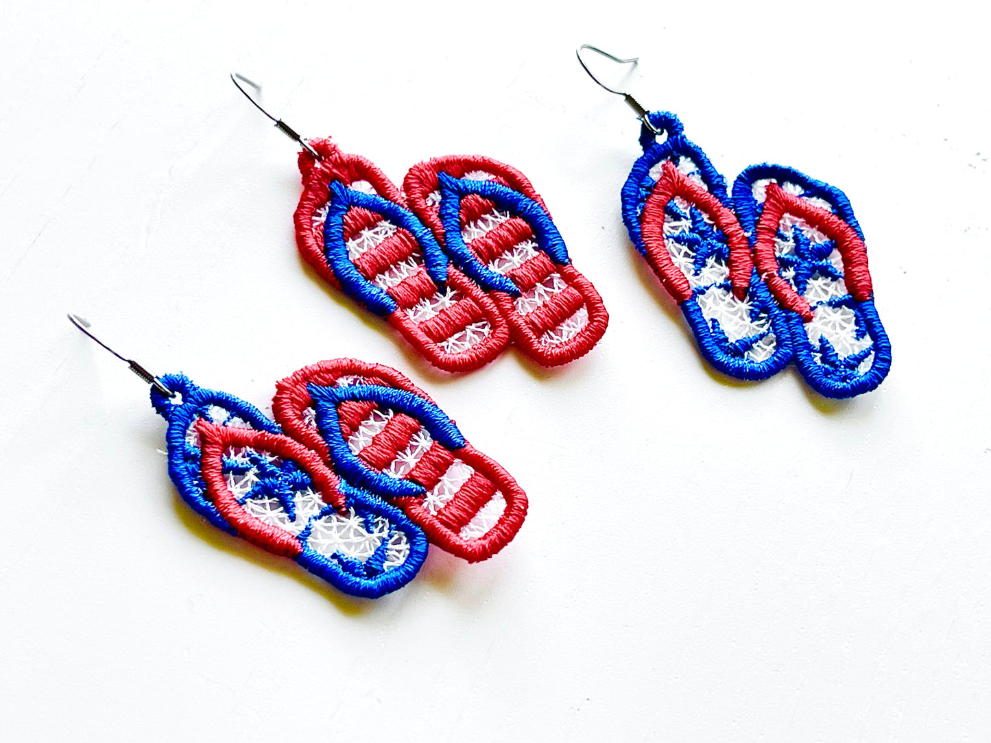 Summer Flip Flops Earrings Charm Pendant FSL Freestanding Lace Machine Embroidery Design