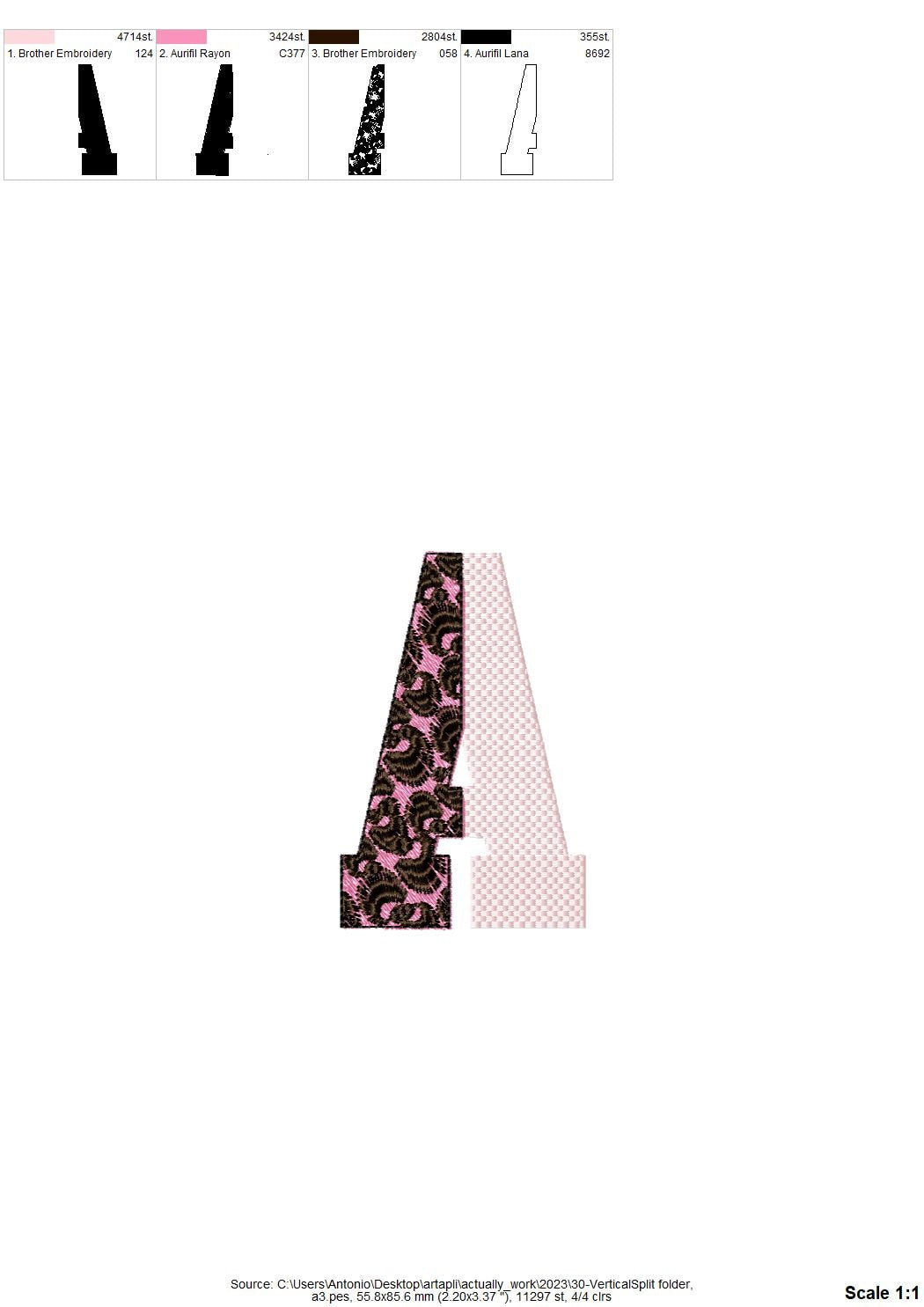 Vertical Split Font Leopard Spots and Waffle Fill Stitch Alphabet Monogram Machine Embroidery Designs Letters Numbers