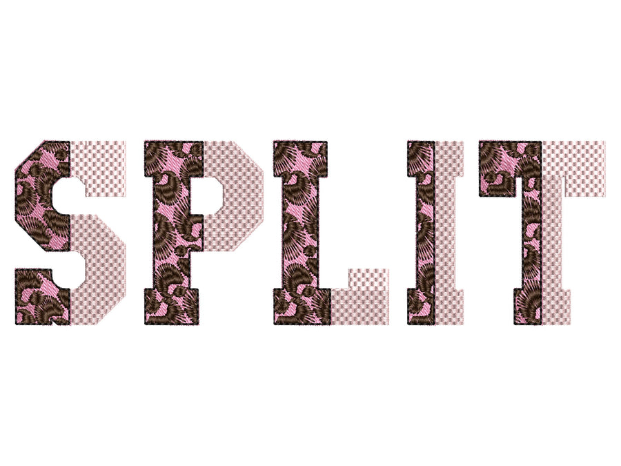 Vertical Split Font Leopard Spots and Waffle Fill Stitch Alphabet Monogram Machine Embroidery Designs Letters Numbers