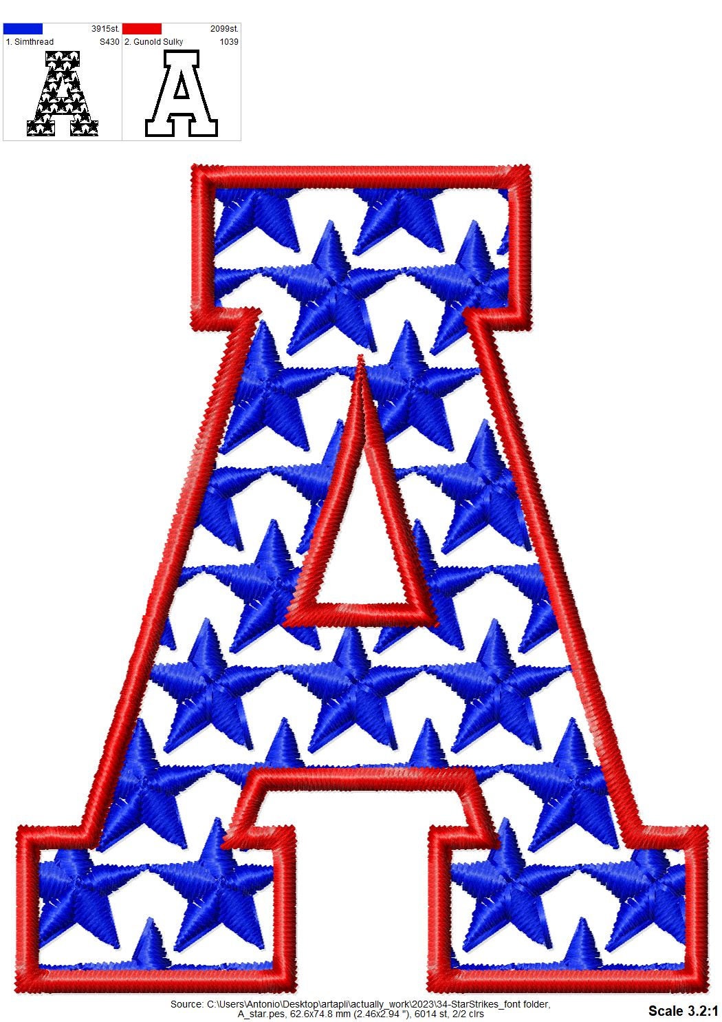 Patriotic Stars and Stripes Block Font – Font embroidery design instant download by Artapli