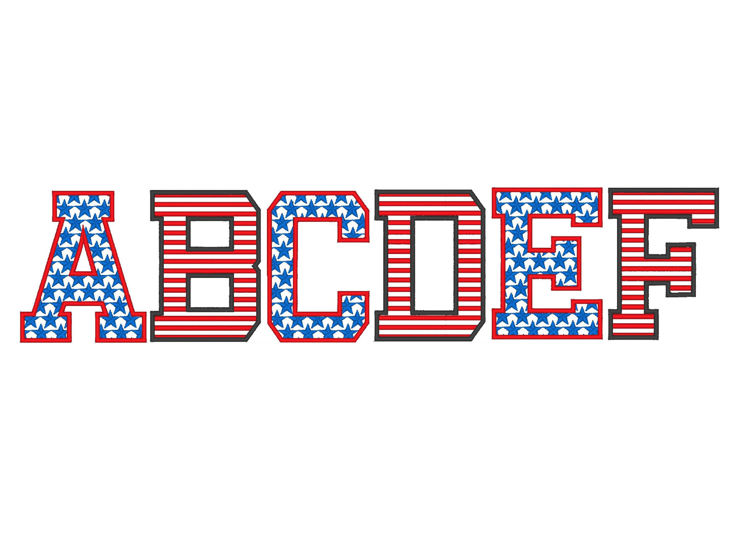 Patriotic Stars and Stripes Block Font – Block embroidery design by Artapli