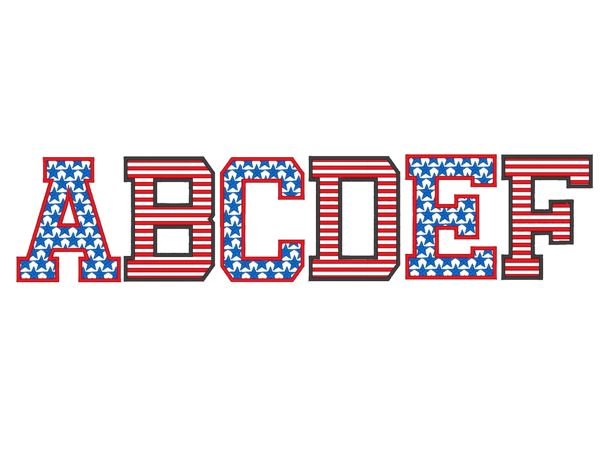 Patriotic Stars and Stripes Block Font – Block embroidery design by Artapli