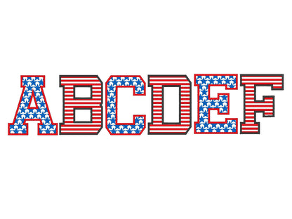 Patriotic Stars and Stripes Block Font – Block embroidery design by Artapli