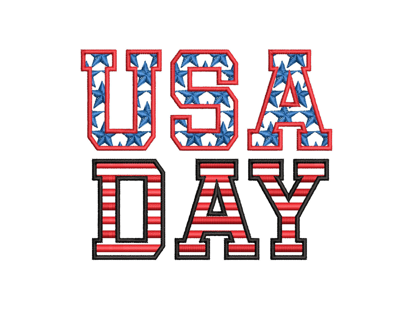 Patriotic Stars and Stripes Block Font 2 types – Embroidery 1.5" 1.8" 2.3" 3" 3.4" 4" | BX PES DST JEF | Artapli