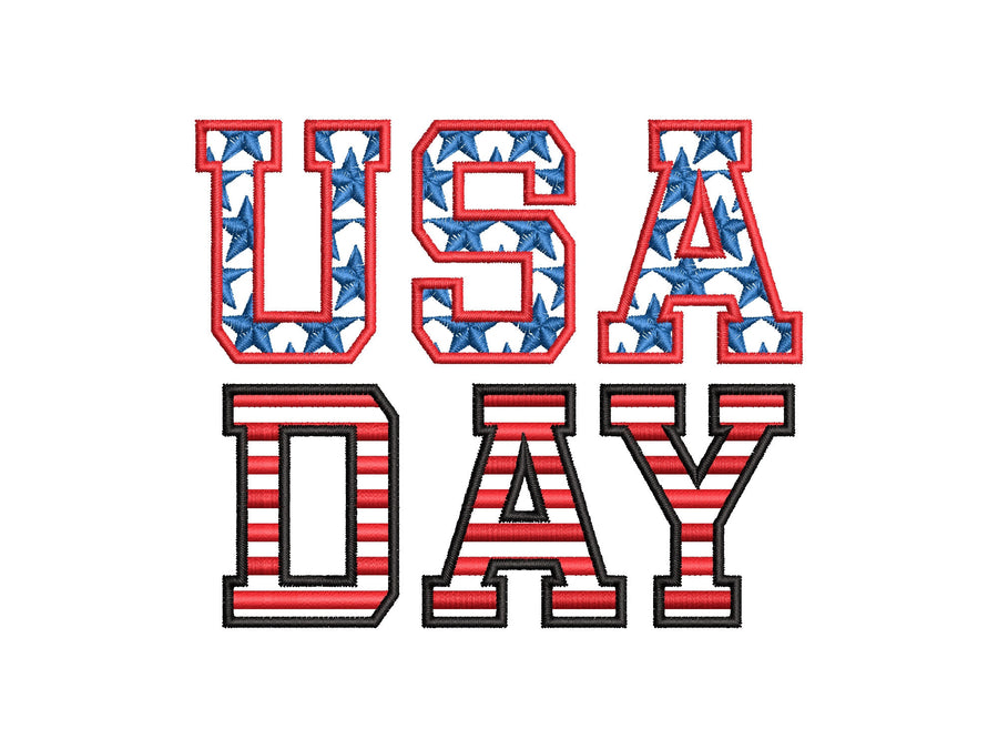 Patriotic Stars and Stripes Block Font 2 types – Embroidery 1.5" 1.8" 2.3" 3" 3.4" 4" | BX PES DST JEF | Artapli