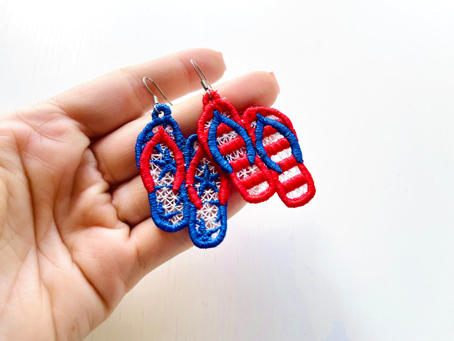 Summer Flip Flops Earrings Charm Pendant FSL Freestanding Lace Machine Embroidery Design