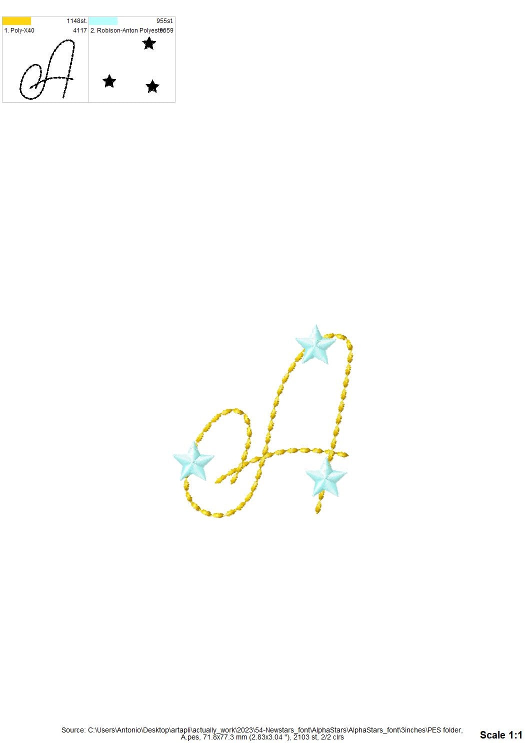 Hand Stitch Effect Starry Font – Bx embroidery pattern by Artapli
