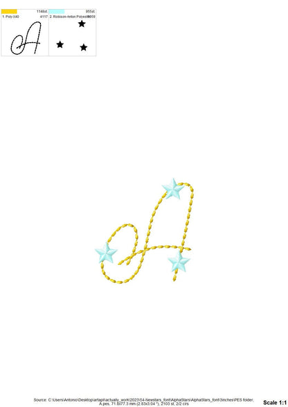 Hand Stitch Effect Starry Font – Bx embroidery pattern by Artapli