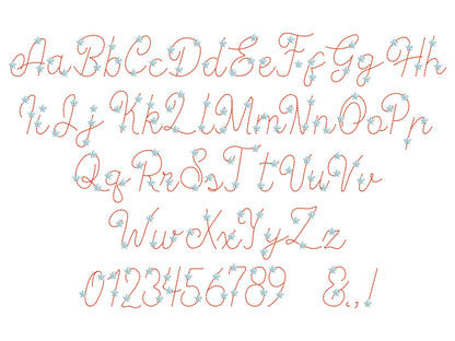 Hand Stitch Effect Starry Font – Sizes 2" 2.4" 3" 3.8" 4.6" 4" BX Digital Font File | Artapli