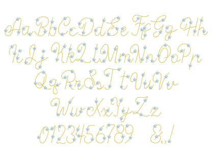 Hand Stitch Effect Starry Font – Alphabet machine embroidery design by Artapli