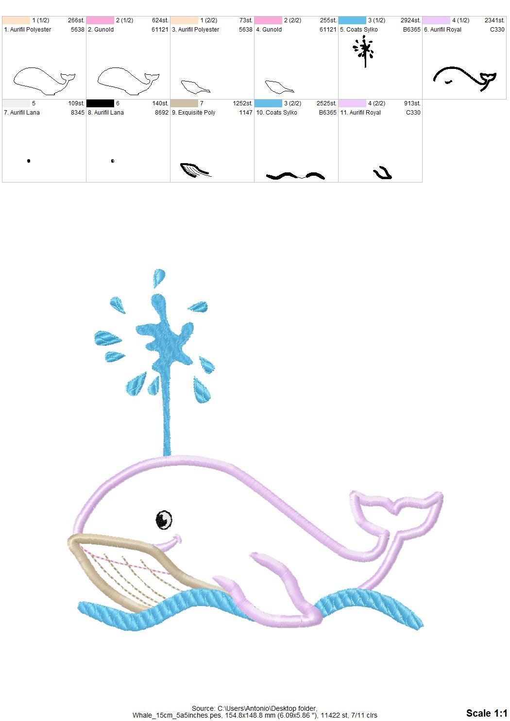 Whale Baby Boy – Appliqué machine embroidery design by Artapli