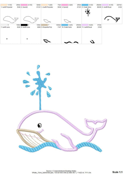 Whale Baby Boy – Appliqué machine embroidery design by Artapli