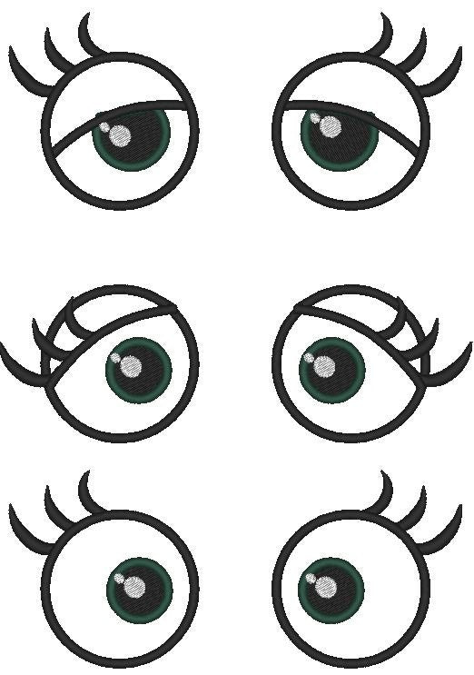 Eyes for your toy doll making Set of 3 Monster Frog eyes applique machine embroidery designs