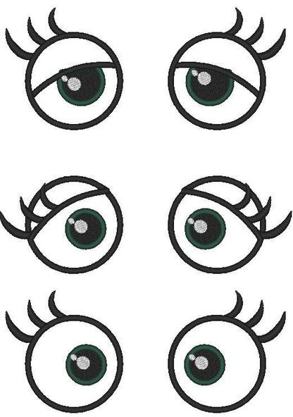 Eyes for your toy doll making Set of 3 Monster Frog eyes applique machine embroidery designs