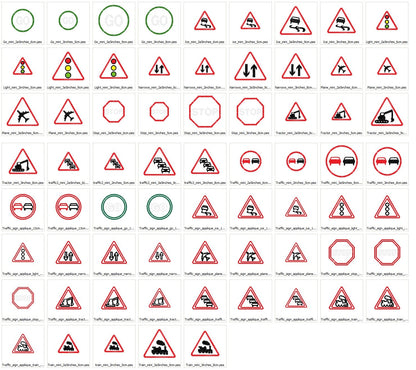 Traffic Sign Set of 10 – Appliqué machine embroidery design by Artapli