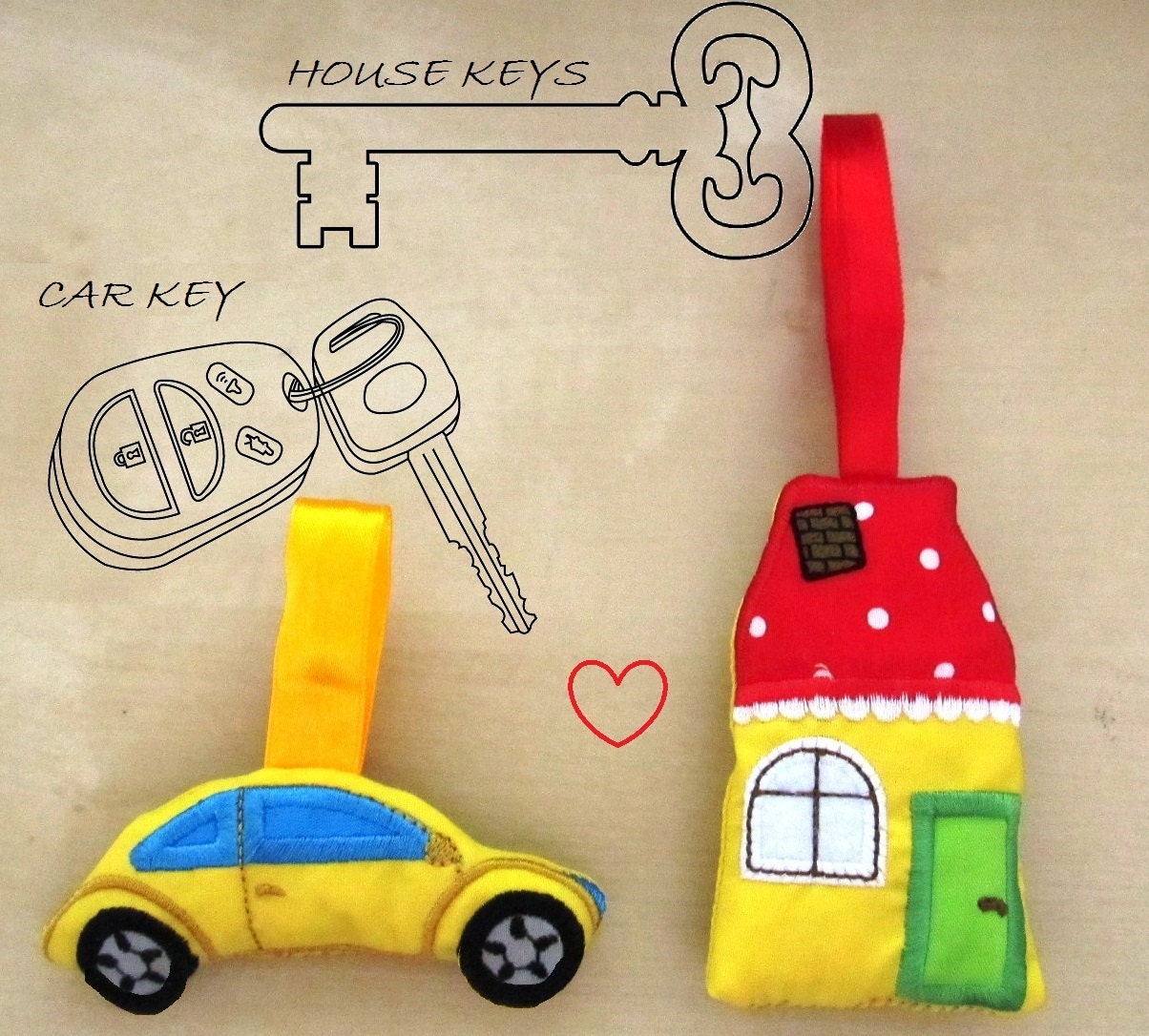 Car and House key holders - easy In-The-Hoop Embroidery 4" 5" | PES DST JEF | Artapli