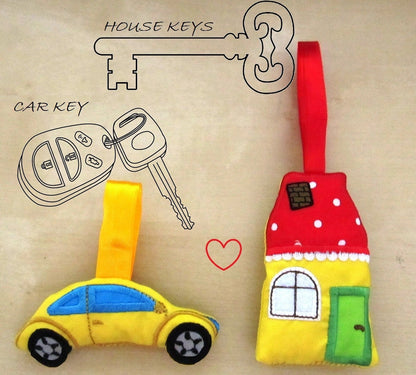 Car and House key holders - easy In-The-Hoop Embroidery 4" 5" | PES DST JEF | Artapli