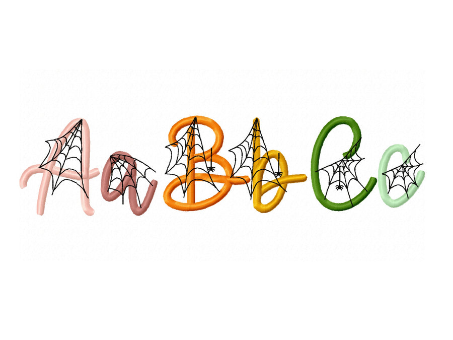 Spiderweb Font embroidery spider's web – Embroidery 1.3" 1.7" 2" 2.5" 3.5" 4" | BX PES DST JEF | Artapli