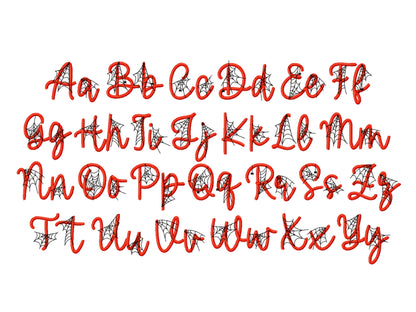 Spiderweb Font embroidery spider's web alphabet – Instant Download | Artapli