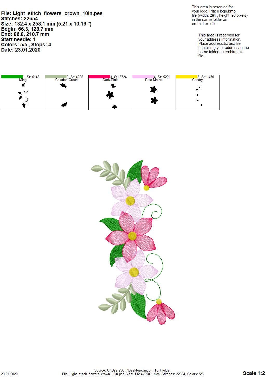 Light stitch shabby Chic Clematis – Floral machine embroidery design by Artapli