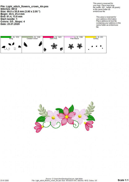 Light stitch shabby Chic Clematis Flowers – Sizes 4" 5" 6" 7" 8" 9" Digital Embroidery File | Artapli