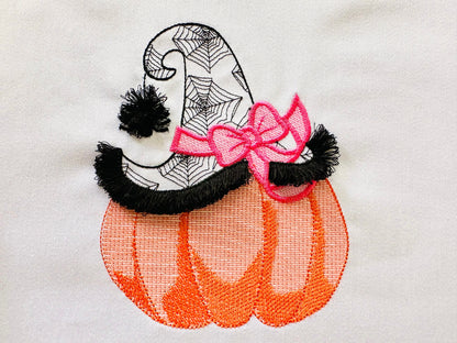 Witch Hat And Fluffy Fringed Spider Pumpkin - image 1