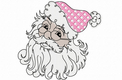 Santa Claus quick light stitch machine embroidery design Christmas Santa portrait design trendy new embroidery file 4, 5, 6, and 7 inches