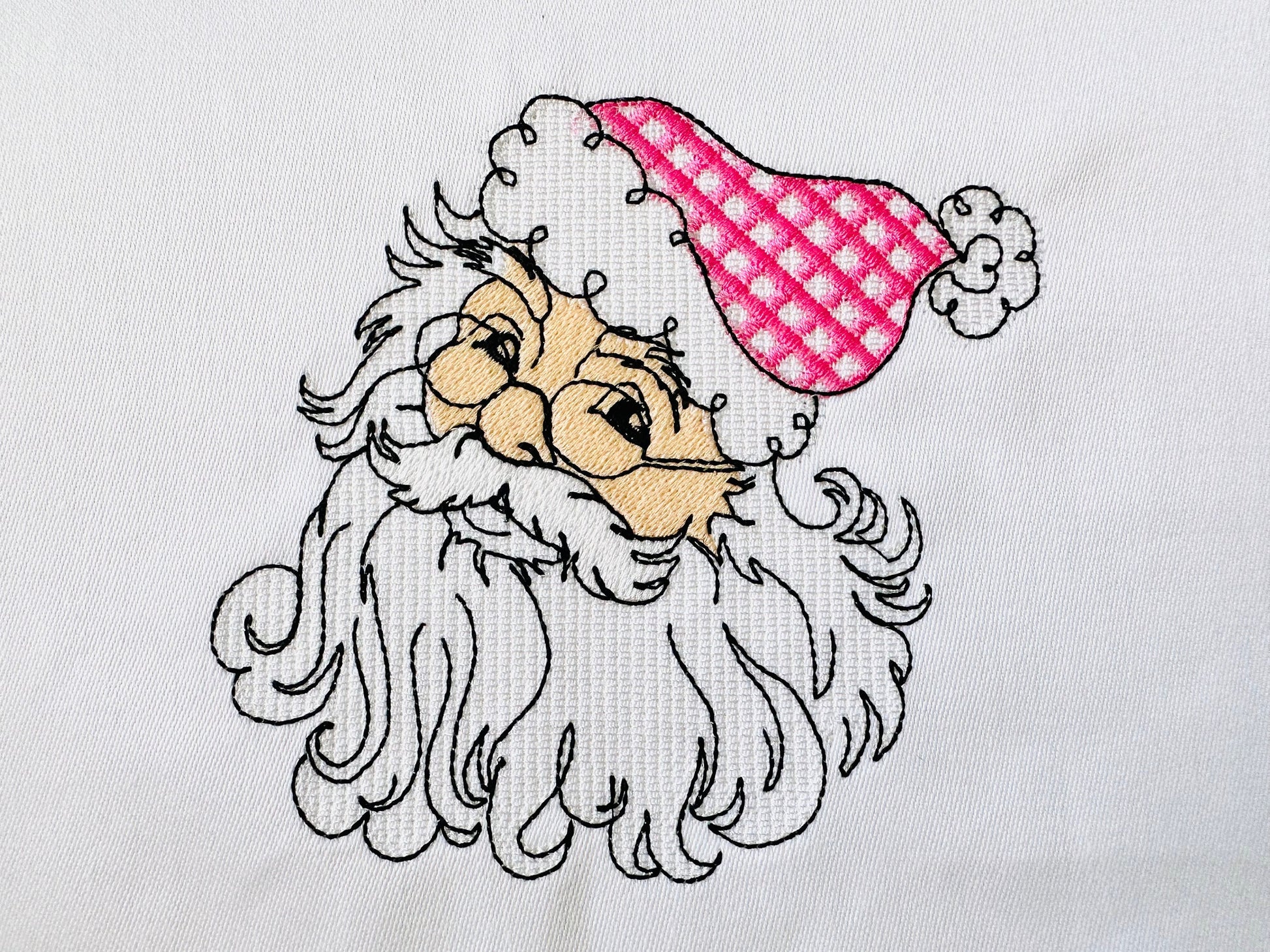 Santa Claus quick light stitch machine embroidery design Christmas Santa portrait design trendy new embroidery file 4, 5, 6, and 7 inches