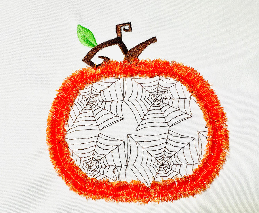 Fringed Halloween Jack O'lantern Pumpkin With Spiderweb Pattern Applique Machine Embroidery Designs Fluffy Chenille Spooky Scary Pumpkin - Etsy
