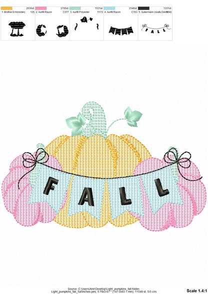 TriPumpkin Three Pumpkins Fall banner light stitch machine embroidery design Thanksgiving pumpkin trio in the row Sweet Home kitchen towel