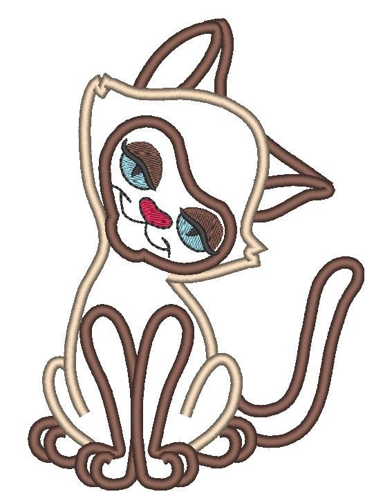 Siamese Kitty - machine embroidery applique designs - multiple sizes for hoop 4x4, 5x7 and 6x10