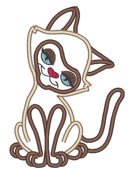 Siamese Kitty - machine embroidery applique designs - multiple sizes for hoop 4x4, 5x7 and 6x10