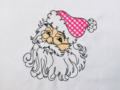 Santa Claus quick light stitch machine embroidery design Christmas Santa portrait design trendy new embroidery file 4, 5, 6, and 7 inches