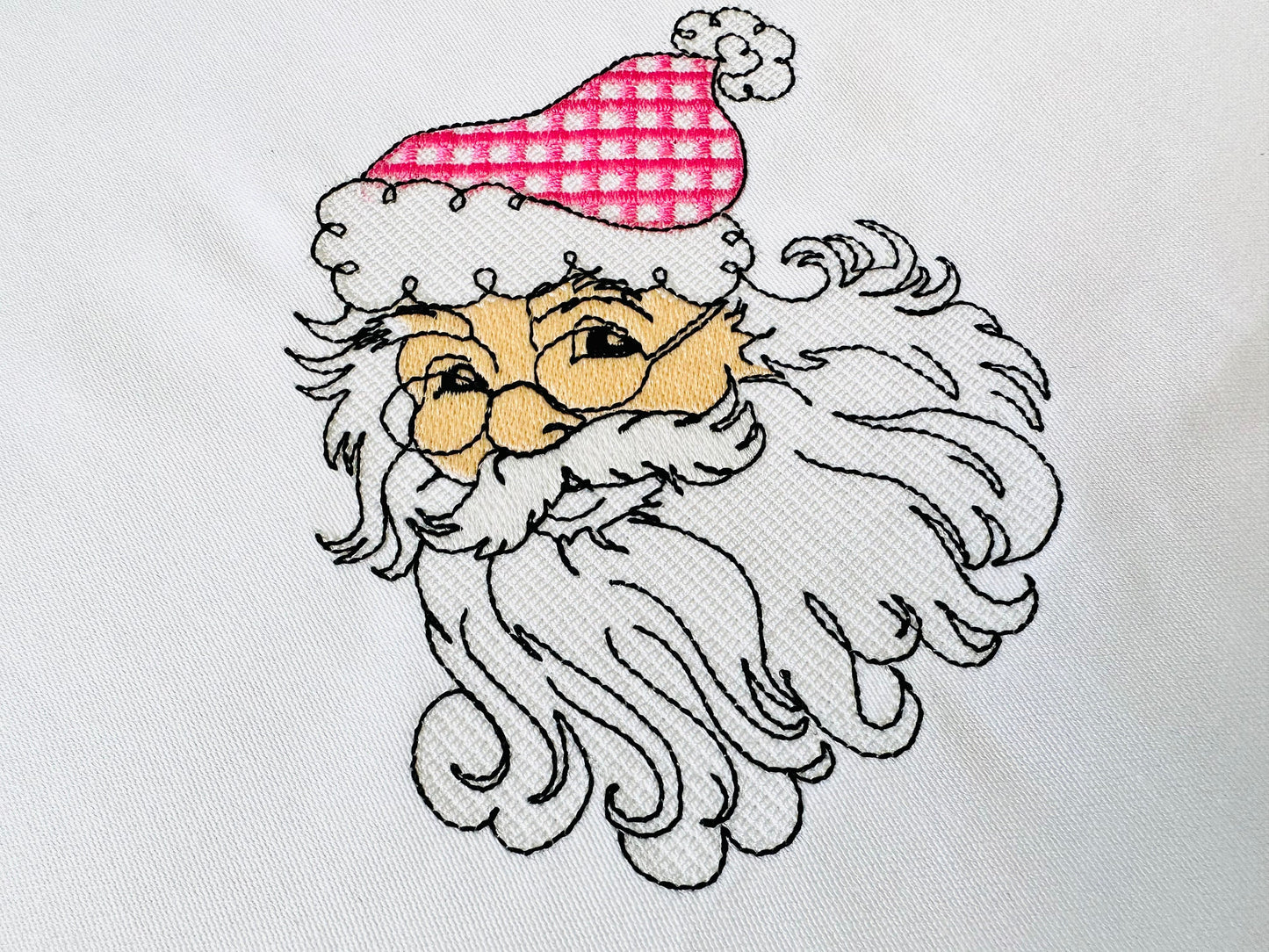 Santa Claus quick light stitch machine embroidery design Christmas Santa portrait design trendy new embroidery file 4, 5, 6, and 7 inches