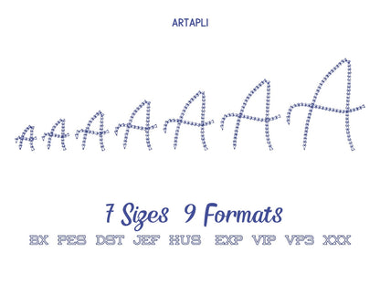 Quick light stitch Halmera Chain FONT machine embroidery designs assorted sizes alphabet letters playful kids link chain monogram BX