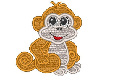 Wild animal Monkey baby Applique machine embroidery designs