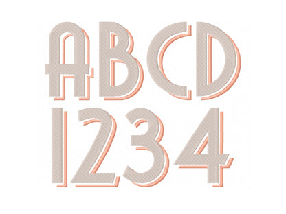 Modern Monogram Drop Shadow font duo Font Machine Embroidery Design Alphabet Letters Fill Stitch